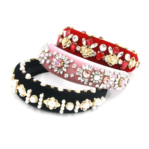 Baroque Velvet Jeweled Headband main image 6